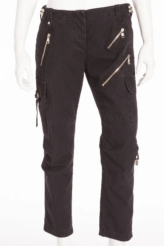 Women's Activewear Attire Dive Into Trendy Women's Fashion Balmain - Black Pants with Zippers & Spikes - FR 38