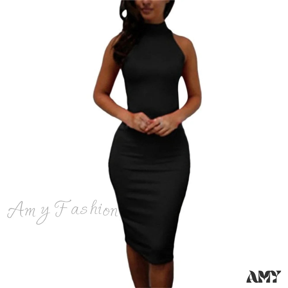 Women's Resort Apparel Graceful Drape Amy Fashion - Sexy Slim Party Short Sleeve O-neck Midi Dress