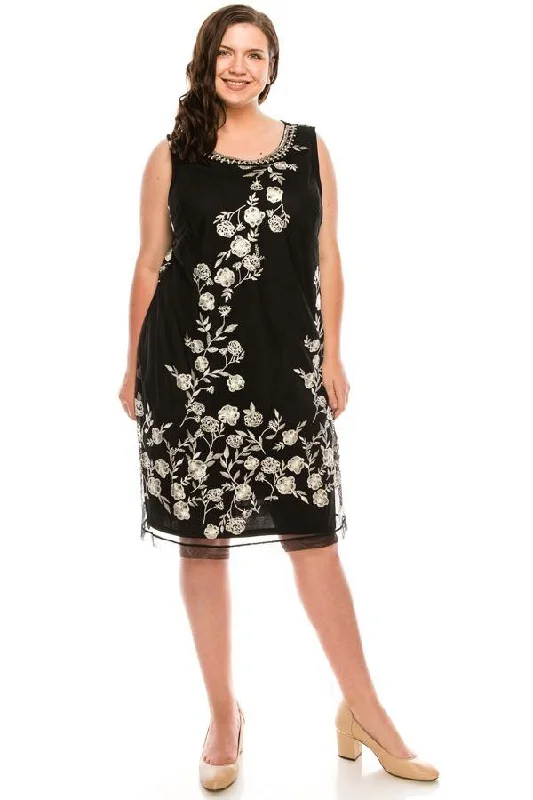 Chic Women's Outfit End Of Season Sale SD Collection Short Plus Size Floral Beaded Dress