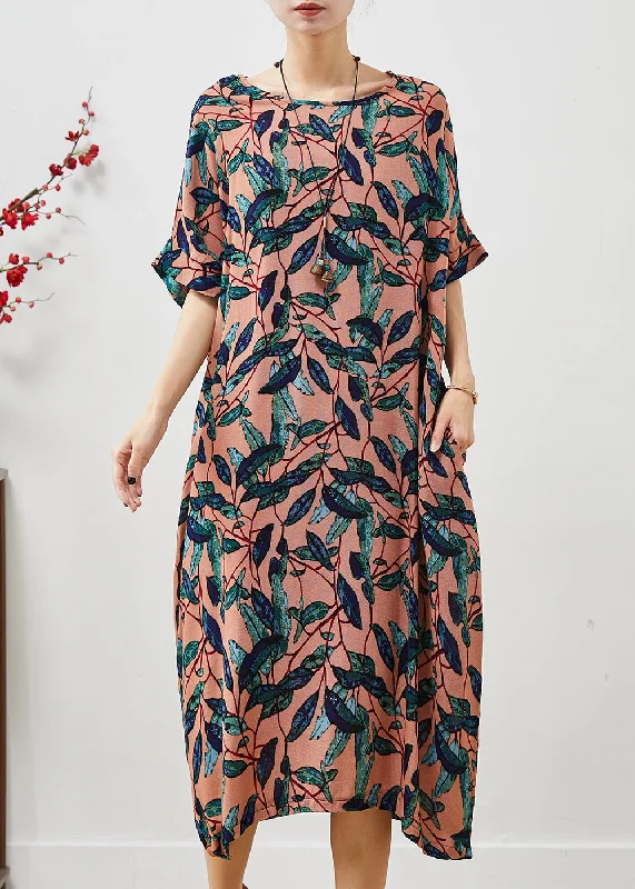 Women's Tailored Outfit Unleash Your Trend Driven Style Natural Brown Oversized Print Linen Maxi Dress Summer