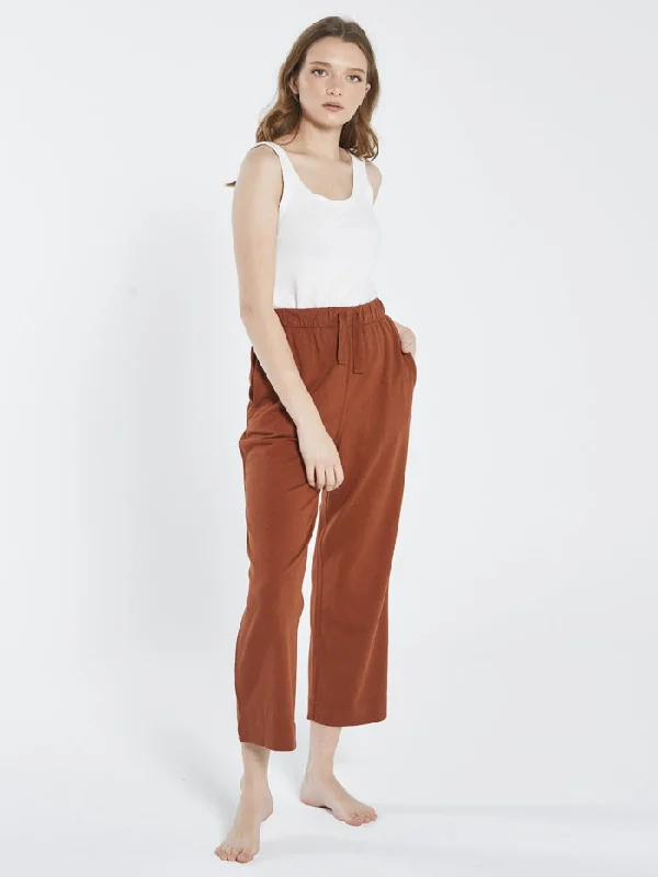 Women's Evening Clothes Urban Femme Streetwear Hemp Heavyweight Ease Pant - Coffee