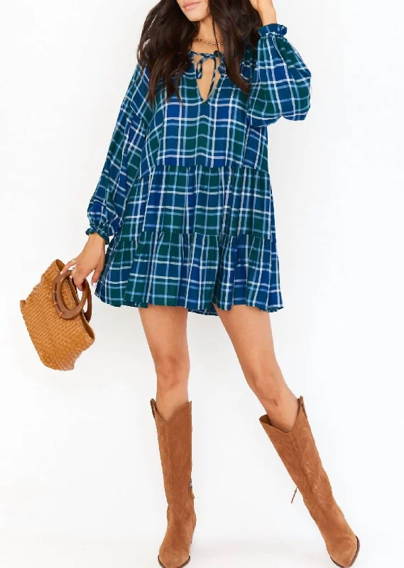 Women's Holiday Attire Cool Prices Ainsley Mini Dress In Green Plaid