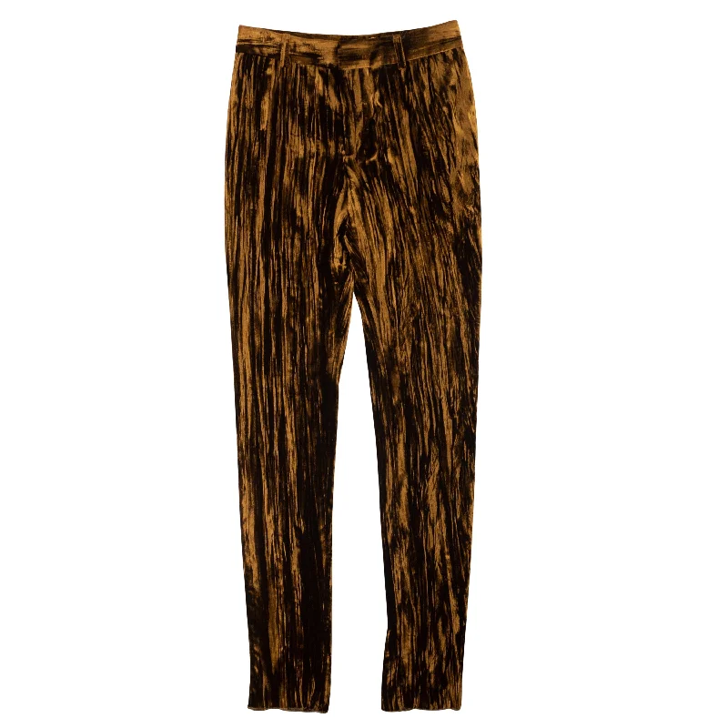 Women's Apparel Cutting Edge Fashion Women's Metallic Bronze Velvet Day Pants