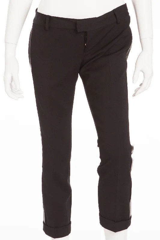 Women's Vintage Garments Quality Driven Apparel Dsquared2 - Black Pants with Leather Trim - IT 42