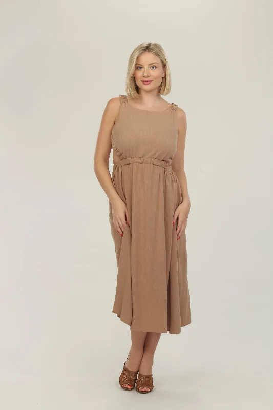 Formal Attire For Women Discount Extravaganza Brown Sugar Woven Midi Dress