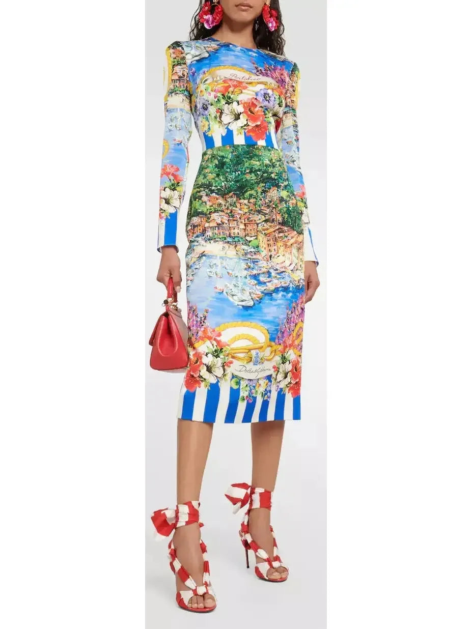 Women's Outerwear Garments Cool Prices Portofino Printed Midi Dress