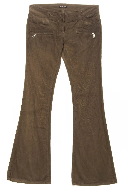 Women's Vacation Attire Dive Into Trendy Styles Balmain - Brown Bellbottom Pants - FR 40