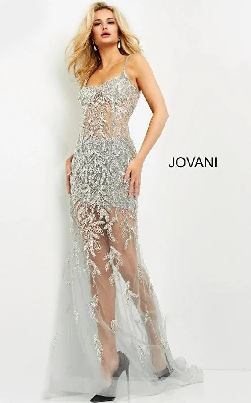 Women's Trendy Attire Stay Ahead In Style Jovani 06665 Spaghetti Strap Long Sexy Prom Dress