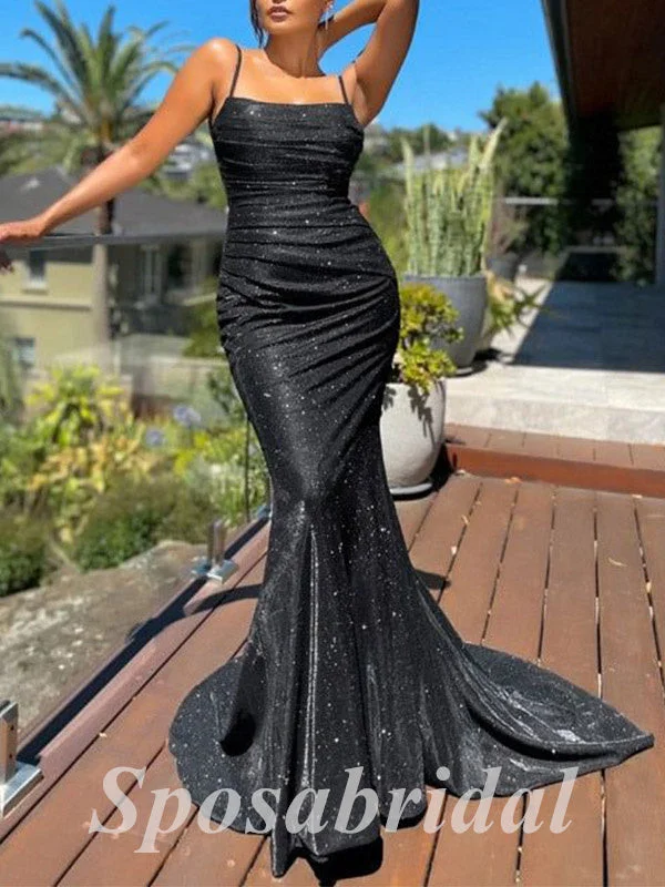 Charming Women's Outfit For Special Occasions Limited Quantities Sexy Special Fabric Spaghetti Straps Sleeveless Backless Mermaid Long Prom Dresses, PD3606