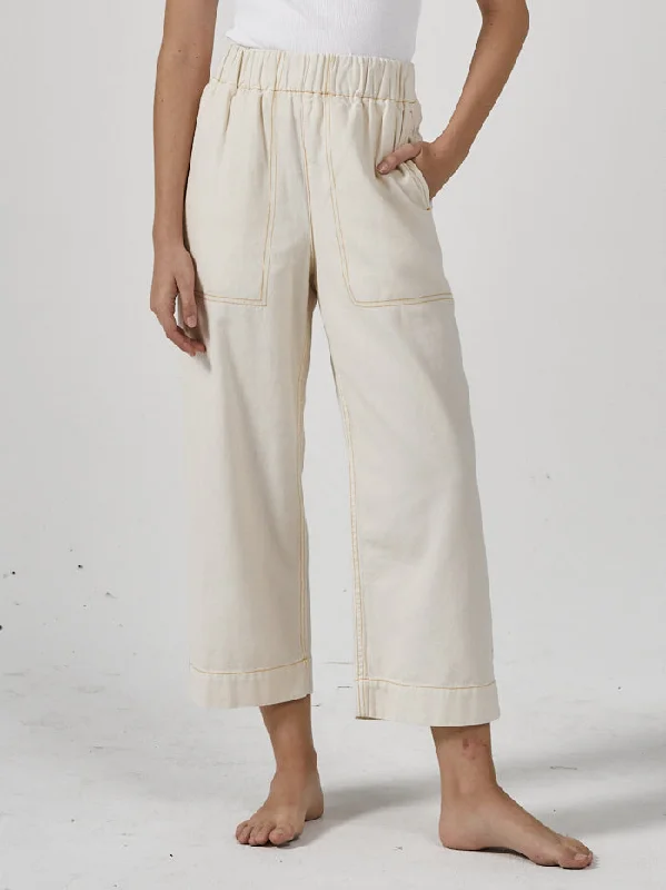 Women's Formal Clothes Fashion Sale Ease Utility Pant - Heritage White / Citrus