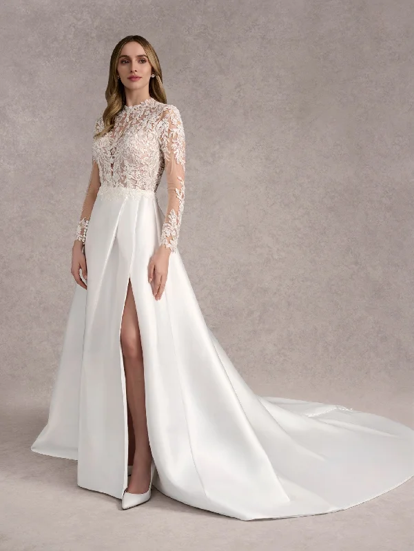 Casual Attire For Women Trendy Street Style Attire Applique Mikado Slit Bridal Gown by Adrianna Papell 31266