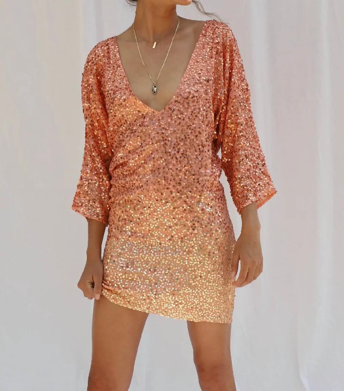 Women's Comfortable Lounge Garments Earthy Tones Boombox Mini Dress In Ombre Sunset