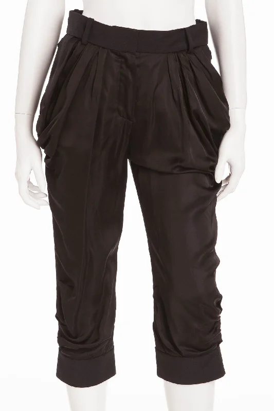 Women's Wardrobe Apparel Budget-Friendly Fashion Louis Vuitton - Black Satin Front Capri Pants - FR 38