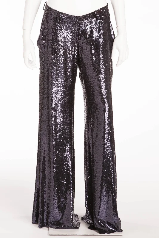 Casual Garments For Women Unleash Your Style Balmain - New with Tags Blue Sequin Wide Leg Pants - FR 40