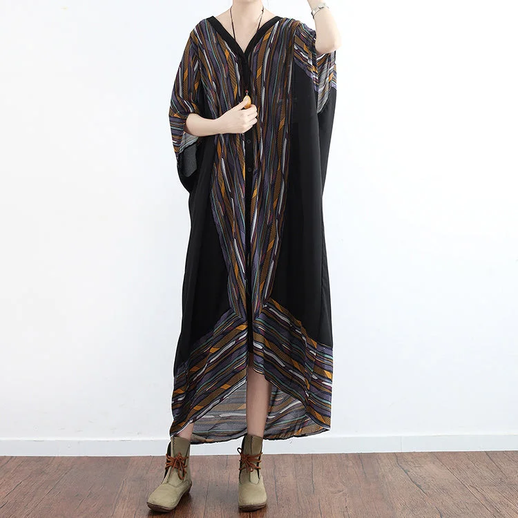 Women's Holiday Apparel Update With Cottagecore Styles print sundress flowy chiffon beach dresses oversize caftans plus size gown