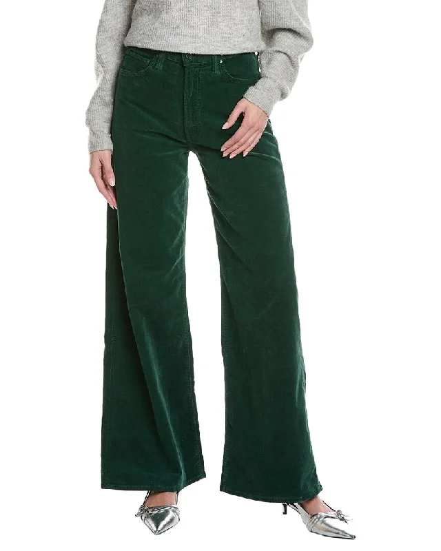 Women's Transitional Garments Trendsetter's Closet MOTHER The Ditcher Roller Zip Sneak Dark Green Wide Leg Jean