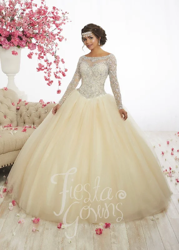 Women's Everyday Garments Buy More, Save More Beaded Long-Sleeve Quinceanera Dress by Fiesta Gowns 56347