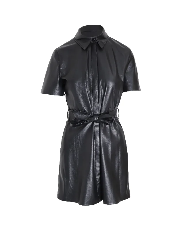 Modern Women's Outfit Chic Trend Collection Nanushka Bleted Mini Dress in Black Polyurethane