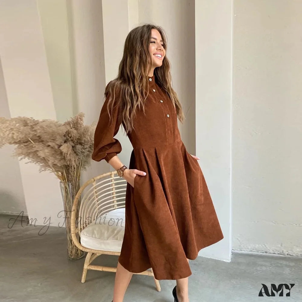 Fashionable Women's Casual Apparel Refined Simplicity Amy Fashion - Vintage A-Line Party Midi Dress