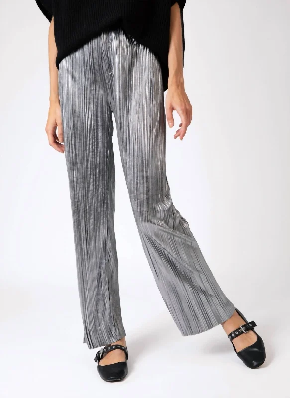 Women's Outerwear Apparel Versatile Wardrobe Essentials Pharely Iridescent Pleated Pants In Argent