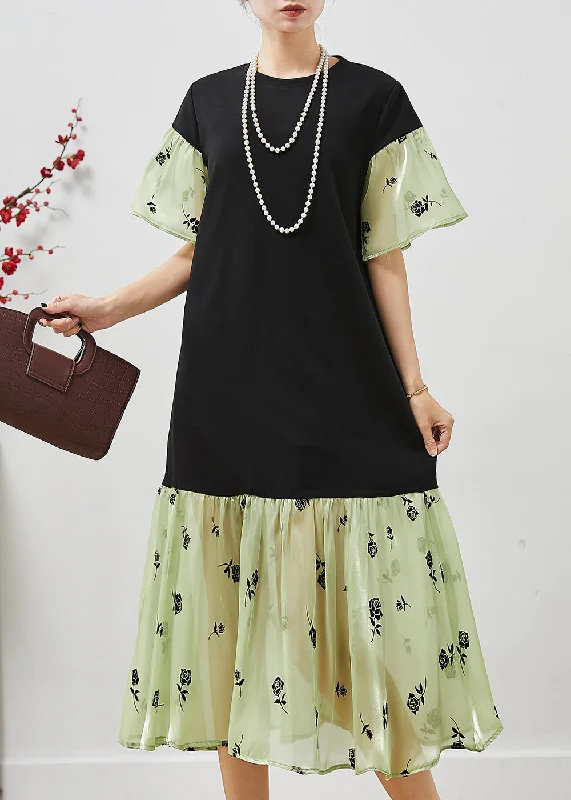 Women's Work Outfit For The Office Redefining Women's Style Stylish Black Oversized Patchwork Organza Maxi Dresses Summer