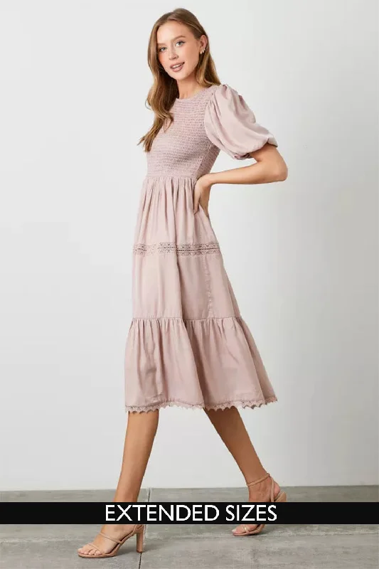 Stylish Outerwear Clothes For Women Great Deals On Ethnic Cultural Wear The Summer Smocked Midi Dress in Blush Pink- Sale