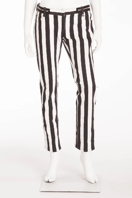 Women's Travel Outfit Set Step Ahead, Lead The Trend Balmain - As Seen on Fergie - Black and White Striped Pants - FR 40