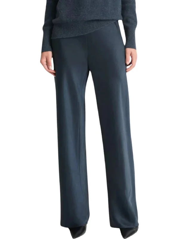 Women's Formal Clothes Holiday Attire Sale Fluid Bias Pants In Dark Tide