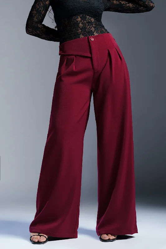 Women's Clothing For Everyday Wear Classic Women's Fashion Regal Red Stylised Waist Korean Pants