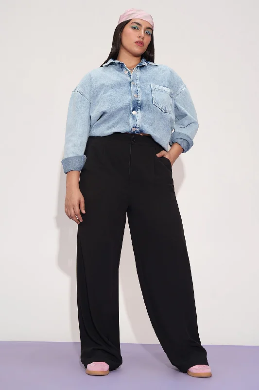 Women's Athleisure Apparel Season Sale Luna Night Curve Pleated Double Button Korean Pants