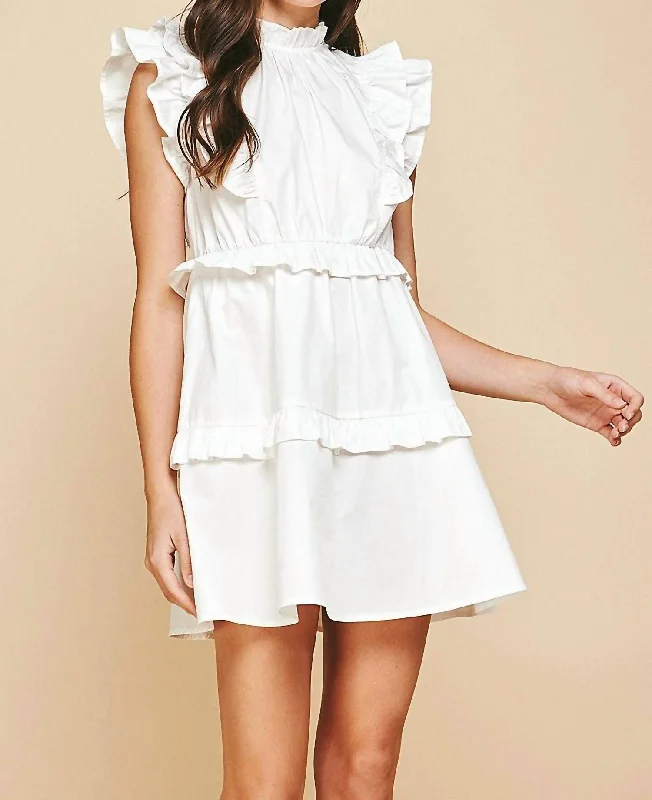 Sustainable Women's Clothing Redefining Women's Fashion Camila Ruffle Mini Dress In White