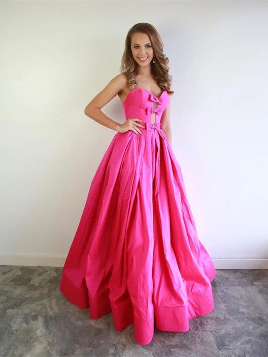 Women's Tops And Clothing Chic Style, Always In Vogue Sweetheart Long A-line Hot Pink Satin Prom Dresses, Simple Prom Dresses, 2021 Prom Dresses, Cheap Prom Dresses