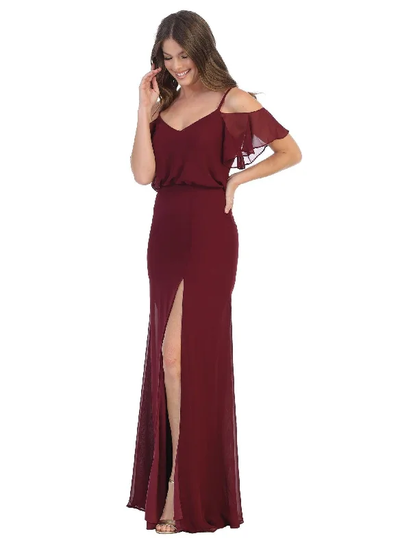 Women's Outerwear Apparel Evening Looks Long Bridesmaids Off Shoulder Blouson Dress Sale