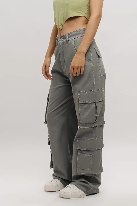 Vintage-Inspired Women's Clothes High-End Fashion Cloud Dark Grey Cargo Pants