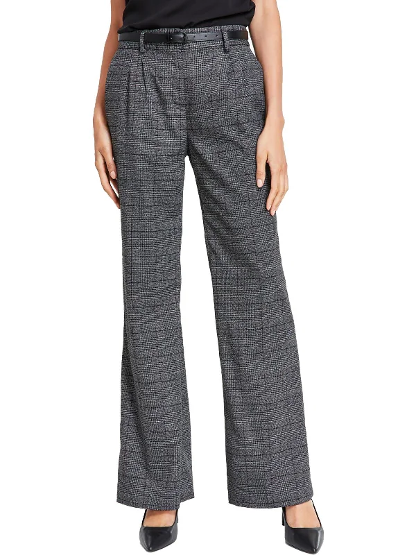 Women's Holiday Clothing Massive Savings Womens Pleated Glen Plaid Wide Leg Pants