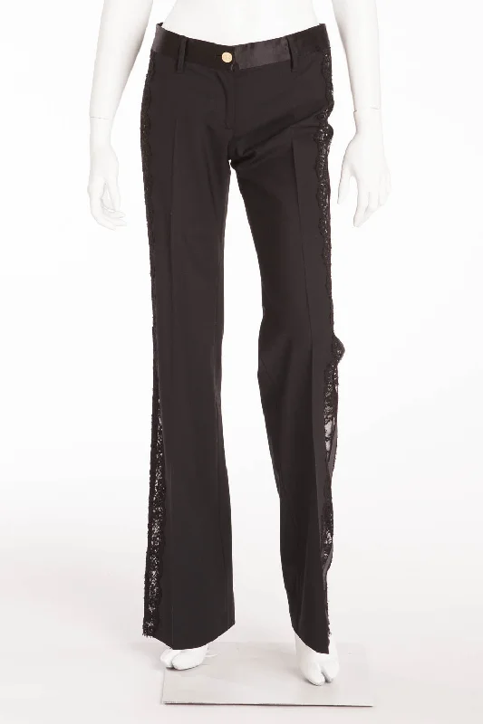 Stylish Women's Garments For Holidays Comfort Centric Apparel Dolce & Gabbana  - Black Pants with Lace Sides - IT 40