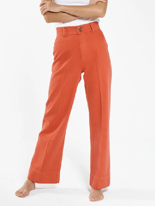 Women's Vacation Clothes Boutique Styles Belle Full Length Chino - Cadmium