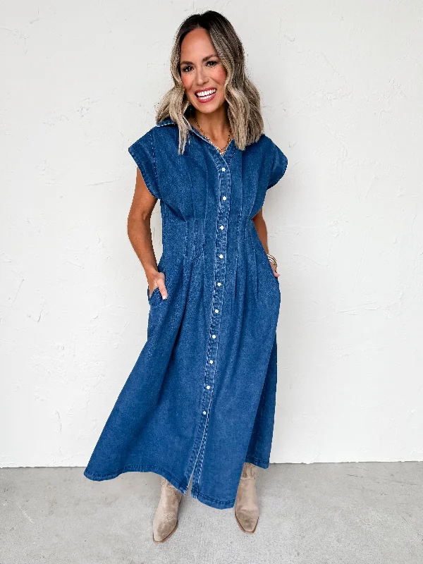 Women's Casual Attire Eco Friendly Fashion Sale Denim Dreams Midi Dress