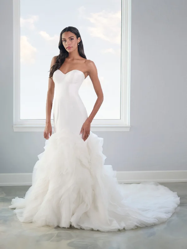 Women's Athletic Clothes Relaxed Style Strapless Ruffled Wedding Gown by Adrianna Papell 31308