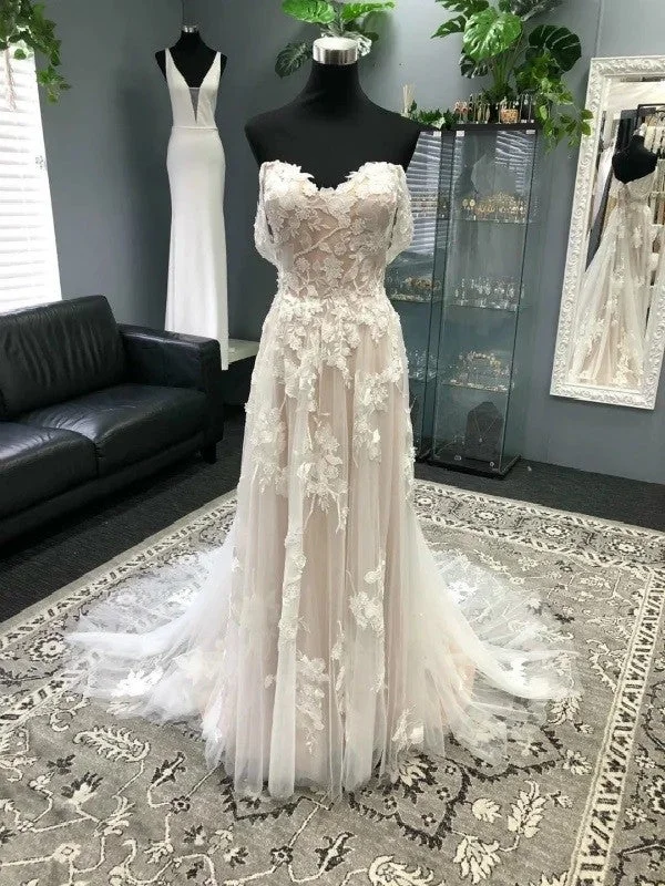 Modern Women's Apparel Trendy Women’S Wear DingJiDress Princess Off The Shoulder A Line Applique Tulle Wedding Dresses