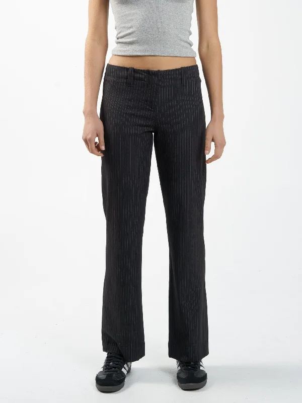 Women's Activewear Garments Stylish Statements Brit Pinstripe Pant - Charcoal