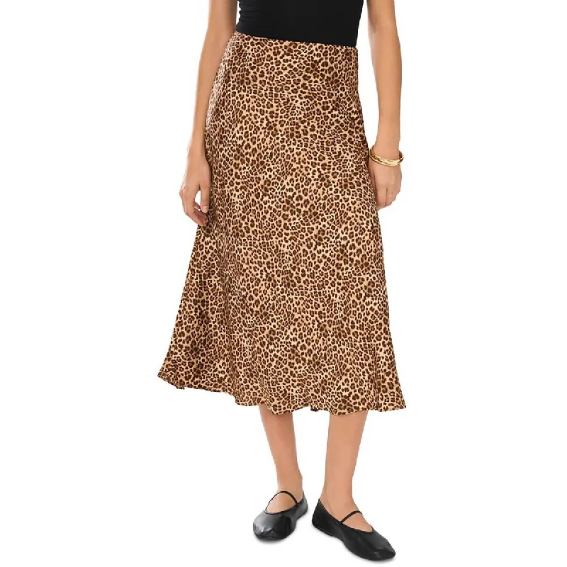 Fashionable Women's Outfit Score Big On Glamorous Red - Carpet Styles Ditsy Darling Womens Animal Print Satin Midi Skirt