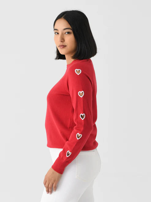 Comfortable Women's Attire From Casual To Classy Women's Heart Sleeve Crew Sweater