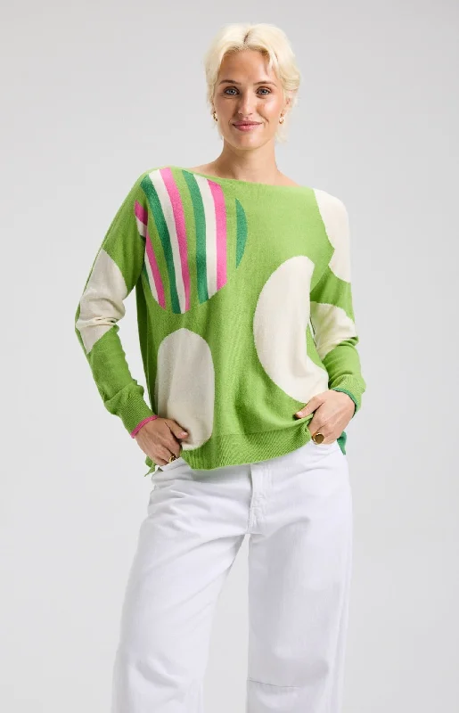 Women's Office Attire Holiday Attire Sale Green Dot Sweater