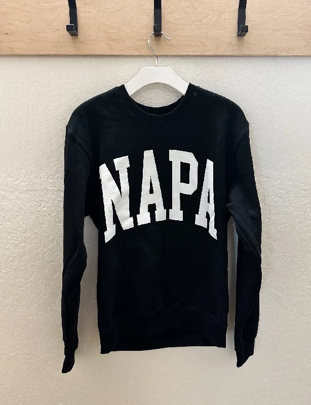 Women's Occasion Wear Clothing Style Upgrade Napa Block Crewneck Sweatshirt, Black/White