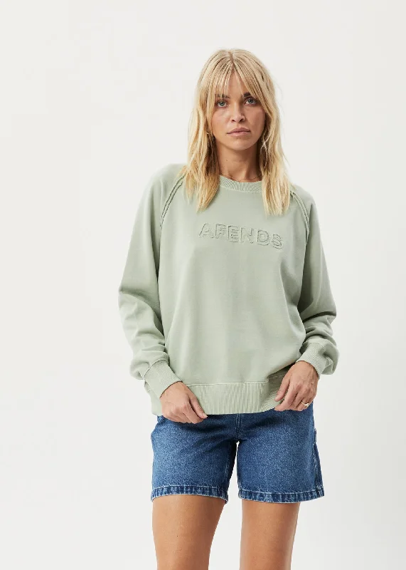 Casual Outfit For Women Trendsetter's Closet AFENDS Womens Cutback - Raglan Crewneck - Eucalyptus