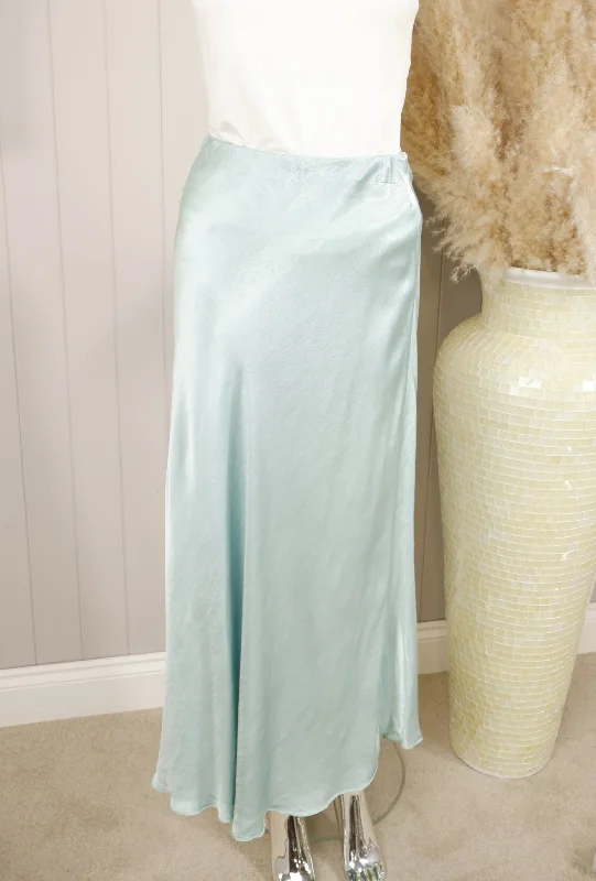 Women's Timeless Attire Budget-Friendly Fashion Satin Flair Skirt Aqua