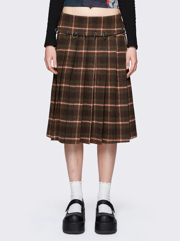 Women's Outfit For The Office Nordic Minimalist Home Look Rowan Plaid Midi Skirt