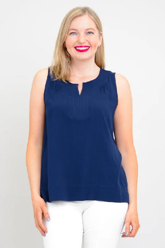 Stylish Women's Outerwear Apparel Redefining Women's Fashion Scarlette Tank, Indigo, Linen Bamboo