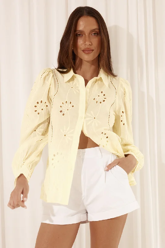 Women's Holiday Attire Charming Silhouette KNOWLES BLOUSE - LEMON